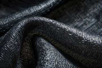 Aufkleber - Close-up of dark gray woven fabric with a textured, grid-like pattern.