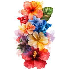 Poster - Vibrant assortment of colorful flowers arranged on a dark black background for decoration or design isolated on transparent background..