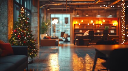Poster - Modern Urban Office Holiday Celebration Interior with Bokeh Decorations and Happy Workers 8k --ar 16:9 --quality 2 --stylize 250 --v 6.1 Job ID: a11a39ac-7306-482c-8df9-13c4f1fc1123