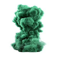 Poster - Green smoke cloud on a black background creating a dramatic and mysterious visual effect isolated on transparent background..