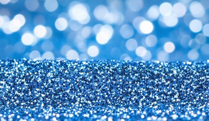 Canvas Print - Sparkling blue glitter texture with blurred bokeh background. Ideal for festive or celebratory designs, adding shimmer and shine. Perfect for