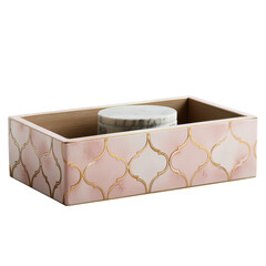 Poster - Pink and gold tissue holder with tissue display for decorative home or office use isolated on transparent background..