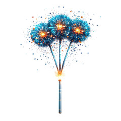 Poster - Vibrant blue fireworks display with sparkling effects in the night sky during a festive celebration isolated on transparent background..