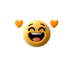Poster - Smiley face illustration with hearts in a vibrant color scheme on a plain background isolated on transparent background..