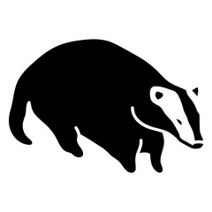Poster - Badger Silhouette: A minimalist, bold silhouette of a badger, showcasing its iconic black and white markings, perfect for graphic design and illustrative purposes.