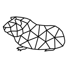 Poster - Guinea Pig Line Art: A minimalist line art illustration of a guinea pig, composed of geometric shapes and clean lines.