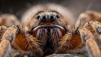Wall Mural - macro spider portrait: a close-up macro shot unveils the intricate details of a spider's face, captu