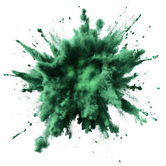 Poster - Green powder explosion isolated on transparent background for graphic design and visual effects isolated on transparent background..