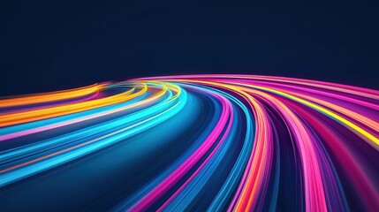 Poster - A vibrant display of colorful light trails on a dark background, suggesting speed and motion in a dynamic, abstract manner.