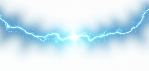 Poster - Blue lightning effect on transparent PNG background. strike. Abstract light bolt cable design element. Bright electric discharge. Great for overlay effects, energy, power, science concepts, weather