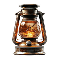 Poster - Metal lantern with light source illuminating the surrounding area in a dark environment at night isolated on transparent background..
