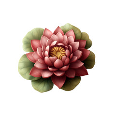 Poster - Pink flower with green leaves isolated on black background capturing natural beauty and simplicity isolated on transparent background..