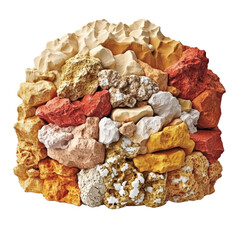 Poster - Pile of various rocks and stones arranged on a black background for natural texture and design purposes isolated on transparent background..