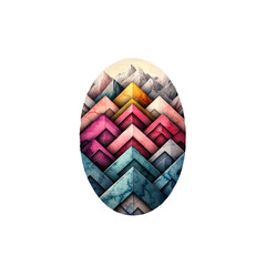 Poster - Colorful geometric design featuring abstract shapes and mountains in the background with vibrant colors isolated on transparent background..