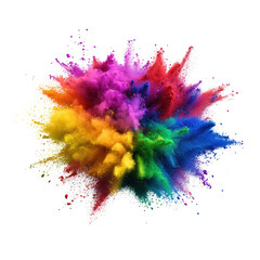 Poster - Colorful powder explosion creating vibrant clouds on a black background during a creative art event isolated on transparent background..