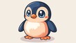 © Pranee - Chibi penguin emoji with short flippers and a happy face isolate other color background