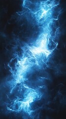 Poster - Electric blue lightning and plasma energy in dark space, with swirling patterns and glowing intensity. Abstract power and technology concept