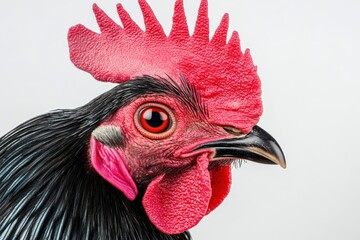 Wall Mural - Close up of a black rooster head and comb