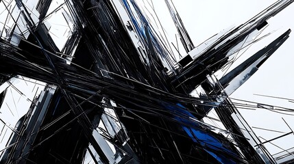 Abstract Cityscape, Digital Art, White Background, Design Element