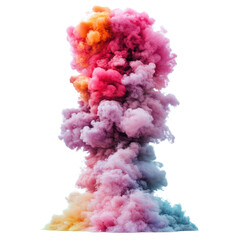 Poster - Colorful smoke cloud swirling in the air with vibrant hues of blue pink and purple against a dark background isolated on transparent background..