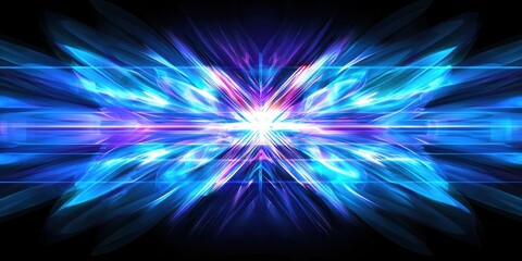 Wall Mural - a vibrant blue butterfly like form with glowing wings and a radiant center