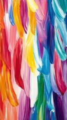 Aufkleber - Vibrant and colorful abstract painting with brush strokes in shades of red, yellow, blue, and purple. Creative expression and modern art concept