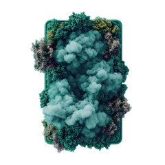 Aufkleber - Green smoke cloud on a black background creating an abstract visual effect for background or design use isolated on transparent background..
