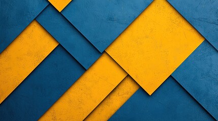 Poster - Colorful geometric layers in blue and yellow creating a vibrant abstract background.