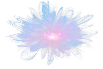 Poster - Abstract glowing flower, vibrant blue and purple light streaks on Transparent  background.