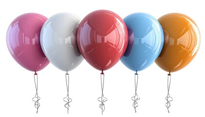 Poster - Colorful Balloons in Various Shades Floating Against a White Background