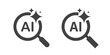 © S and V Design - AI search and analysis icon. Magnifying glass with generate symbol. Artificial intelligence technology concept. Icon element for application and web. Vector illustration. Magnifier or loupe sign.
