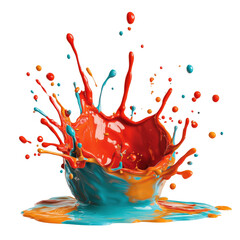 Poster - colorful splash of paint on a white background creating an abstract artistic design and texture isol