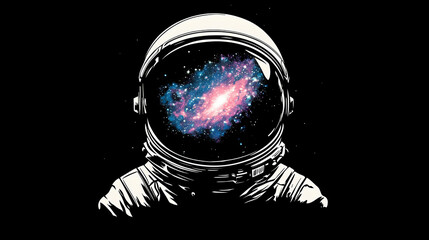 Wall Mural - an astronaut with a galaxy reflection in the helmet, symbolizing exploration and the vastness of spa