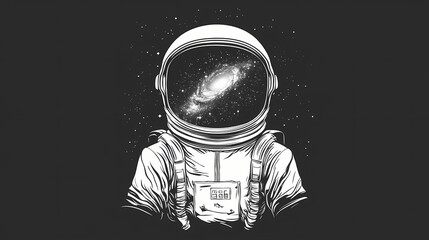 Wall Mural - an astronaut with a galaxy reflection in the helmet, symbolizing exploration and the vastness of spa