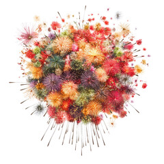 Poster - Bunch of colorful flowers arranged beautifully on a black background for artistic decoration and design isolated on transparent background..