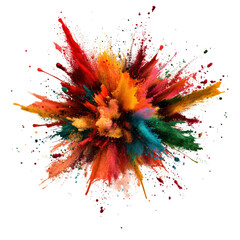 Poster - colorful abstract paint explosion with splashes and vibrant hues on a white background isolated on t