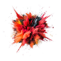 Poster - Colorful powder explosion creating vibrant patterns against a black background for artistic visual effects isolated on transparent background..