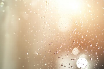 Poster - Close-up view of glass texture adorned with water drops illuminated by bright light