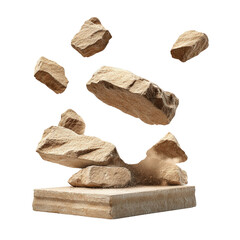 Poster - Unique rock formation with intricate textures and shapes in a natural outdoor setting isolated on transparent background..