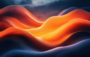 Poster - Stylized abstract design with vibrant colors and smooth curves in a surreal landscape