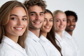 Poster - A group of people standing together, uniform or similar outfits