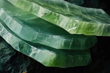 Poster - A detailed view of a group of green rocks, suitable for use in nature or science related contexts