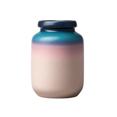 Poster - Blue and pink decorative vase with unique shape on white background for home decor isolated on transparent background..