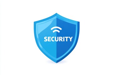 Poster - Blue shield logo designed for security and protection with digital elements prominently displayed