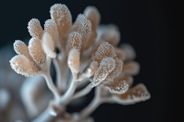 Poster - A close-up shot of a plant covered in frost, perfect for winter or cold weather themed projects