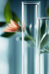 Poster - Two clear glass vases sit together on a surface, empty and ready for use