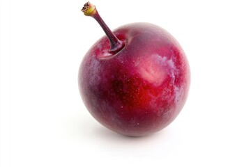 Poster - A ripe plum sitting alone on a white surface