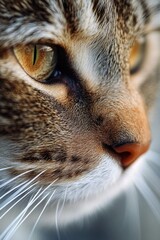Poster - A detailed image of a feline's facial features, blurred surroundings