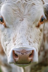 Poster - A close-up shot of a cow's face, with a blurry background