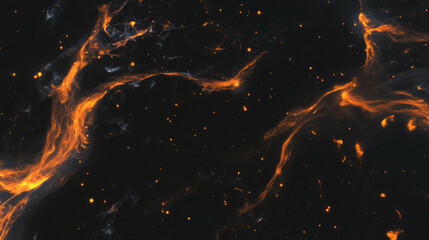 Poster - Cosmic voids and dark empty space with fiery nebula patterns for futuristic design